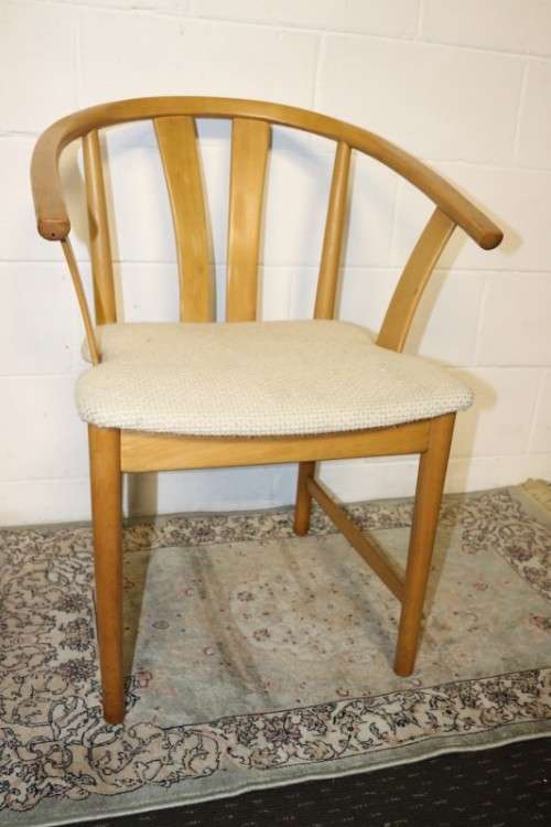 2x amazing upholstered bent-back Beech wood chairs; perfect in a living room - price/chair - AAA