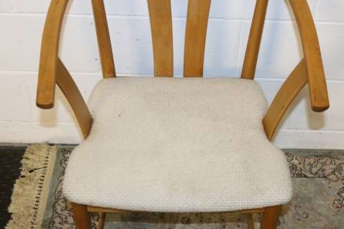 2x amazing upholstered bent-back Beech wood chairs; perfect in a living room - price/chair - AAA