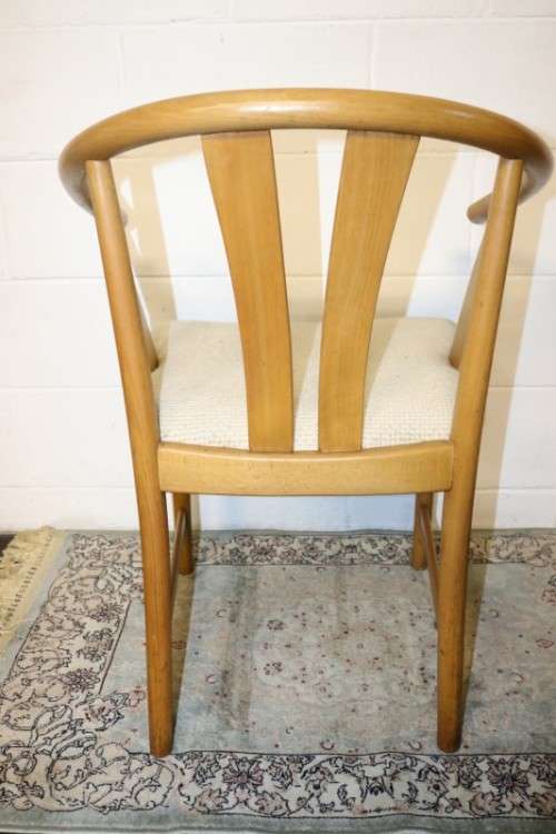 2x amazing upholstered bent-back Beech wood chairs; perfect in a living room - price/chair - AAA