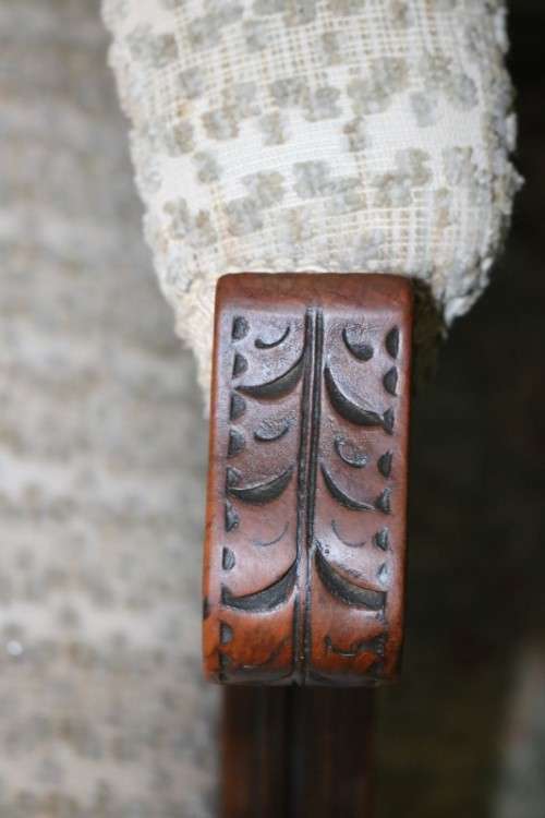 A wonderful antique Edwardian upholstered library armchair on its original castors - stunning!