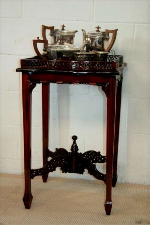An incredible antique Oriental "Chippendale" George III hand carved mahogany "Silver Table"