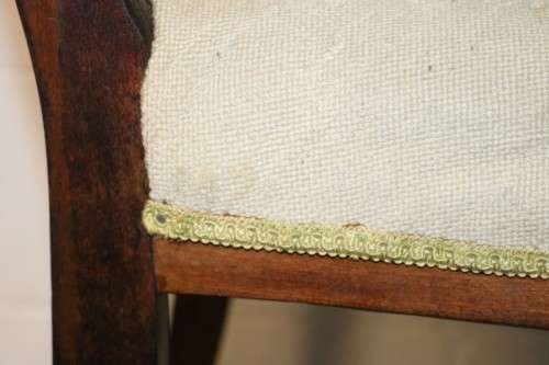 Lovely & sturdy vintage upholstered occasional chair with hand carved detailing - RS17Sale