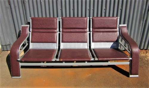 Awesome retro three-seater steel sofa w/ upholstered seats; perfect for a patio/ man-cave - RS17Sale