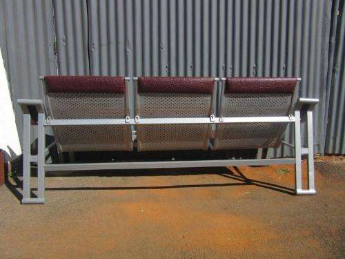 Awesome retro three-seater steel sofa w/ upholstered seats; perfect for a patio/ man-cave - RS17Sale