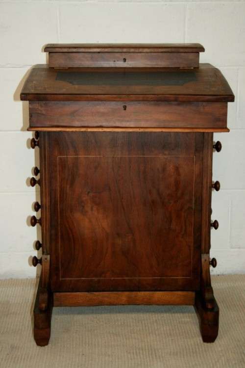**RS17_Clearance* Rare antique 4-drawer davenport (ship's captain desk) w/ exquisite marquetry inlay