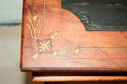 **RS17_Clearance* Rare antique 4-drawer davenport (ship's captain desk) w/ exquisite marquetry inlay