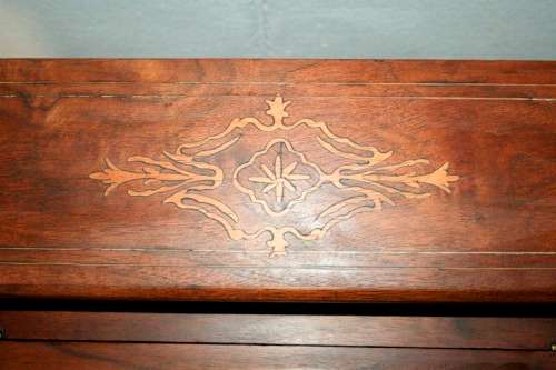 **RS17_Clearance* Rare antique 4-drawer davenport (ship's captain desk) w/ exquisite marquetry inlay