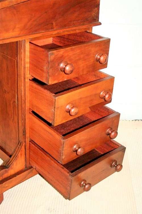 **RS17_Clearance* Rare antique 4-drawer davenport (ship's captain desk) w/ exquisite marquetry inlay