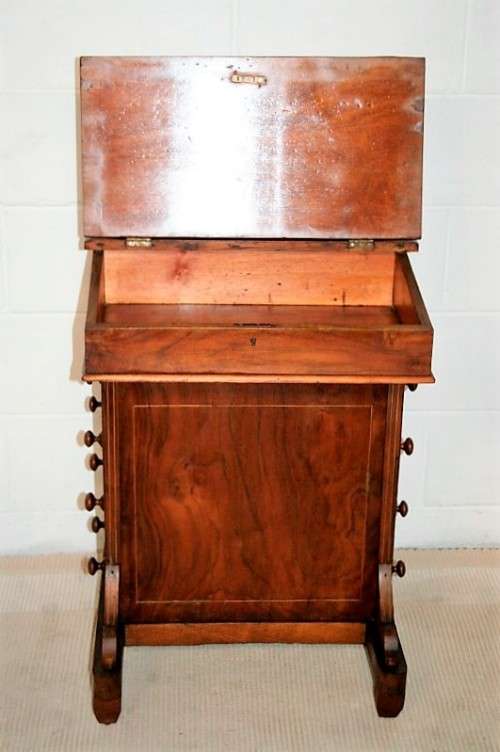 **RS17_Clearance* Rare antique 4-drawer davenport (ship's captain desk) w/ exquisite marquetry inlay