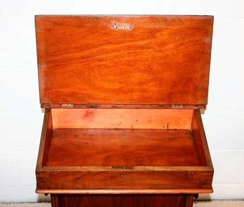 **RS17_Clearance* Rare antique 4-drawer davenport (ship's captain desk) w/ exquisite marquetry inlay