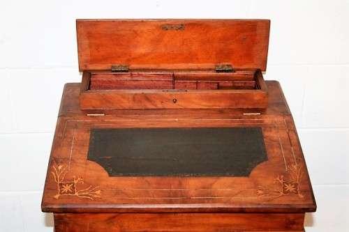 **RS17_Clearance* Rare antique 4-drawer davenport (ship's captain desk) w/ exquisite marquetry inlay