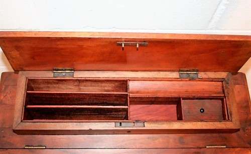**RS17_Clearance* Rare antique 4-drawer davenport (ship's captain desk) w/ exquisite marquetry inlay
