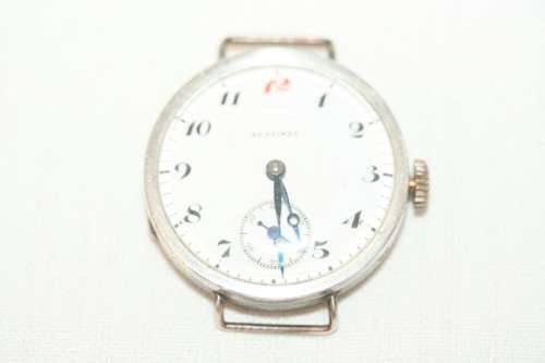 An exquisite antique 13 Jewell Swiss made "Sentinel" gents sterling silver trench watch = Beautiful!