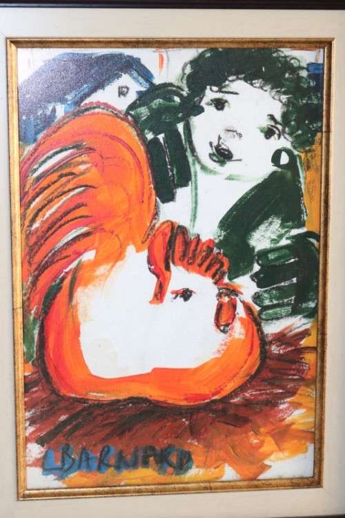 A stunning original signed "Lynette Barnard" framed painting of a figure - vibrant art - RS17AB