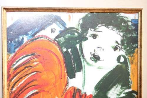 A stunning original signed "Lynette Barnard" framed painting of a figure - vibrant art - RS17AB