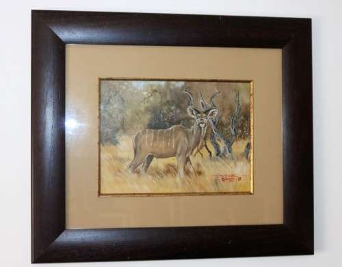 An amazing original signed "Gerhard Smit" framed painting of a Kudu - stunning art - RS17AB