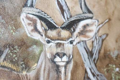 An amazing original signed "Gerhard Smit" framed painting of a Kudu - stunning art - RS17AB