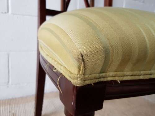 3x wonderful vintage Mahogany "cross back" dining chairs with beautiful upholstery - price/chair