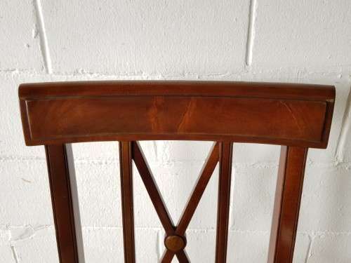3x wonderful vintage Mahogany "cross back" dining chairs with beautiful upholstery - price/chair