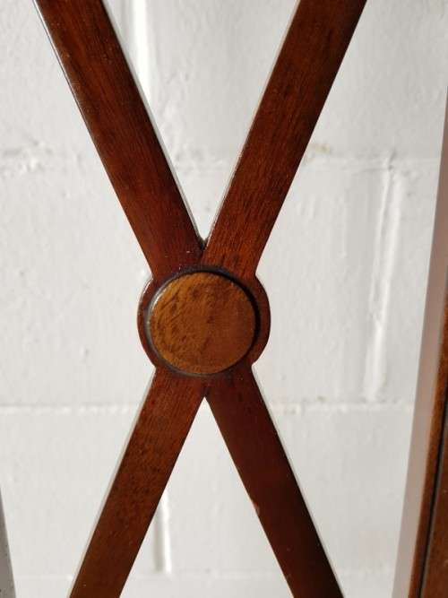 3x wonderful vintage Mahogany "cross back" dining chairs with beautiful upholstery - price/chair