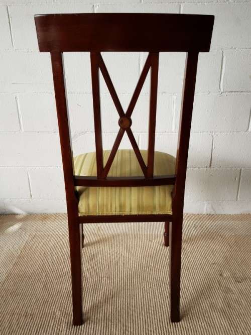 3x wonderful vintage Mahogany "cross back" dining chairs with beautiful upholstery - price/chair