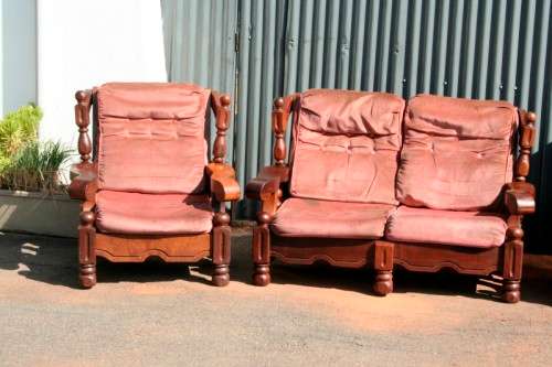 A stunning and well made solid Imbuia lounge suite incl. 3-seater, 2-seater & 2x 1-seaters RS17Sale