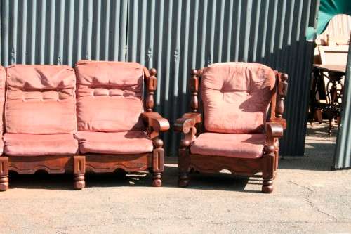 A stunning and well made solid Imbuia lounge suite incl. 3-seater, 2-seater & 2x 1-seaters RS17Sale
