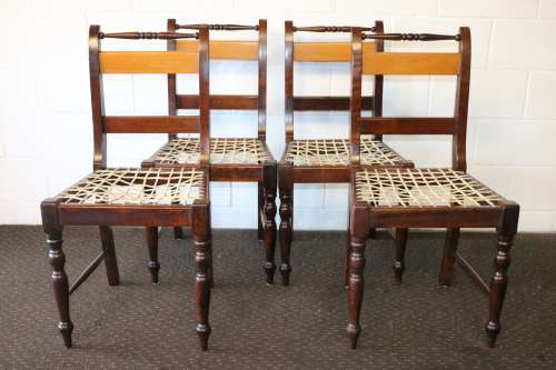 4x fabulous vintage solid Yellow wood & Imbuia riempie dining chairs price/chair - RS17Sale