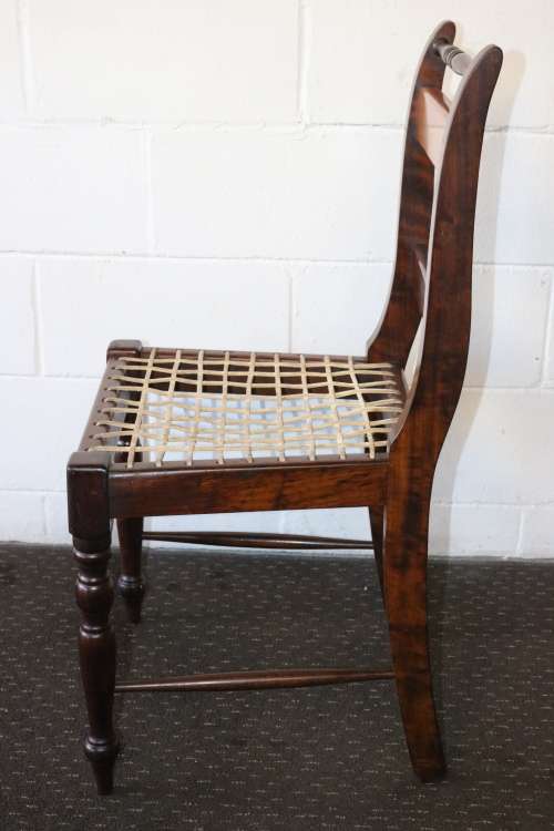 4x fabulous vintage solid Yellow wood & Imbuia riempie dining chairs price/chair - RS17Sale