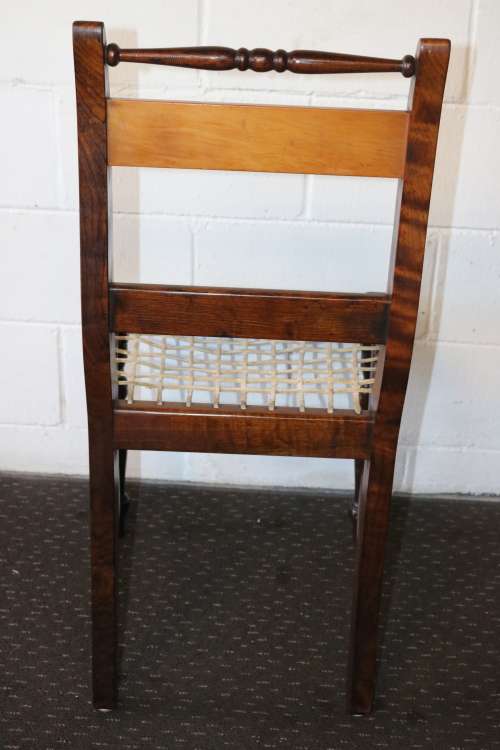 4x fabulous vintage solid Yellow wood & Imbuia riempie dining chairs price/chair - RS17Sale