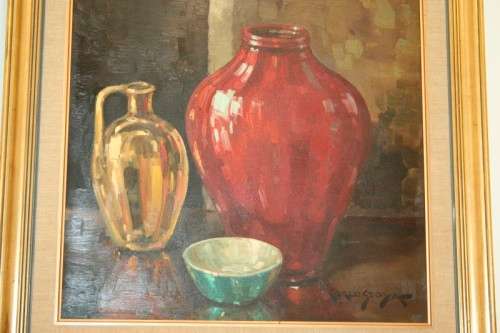 An incredible original signed & framed Carlos Sdoya (1914 - 1996) oil on board still life painting