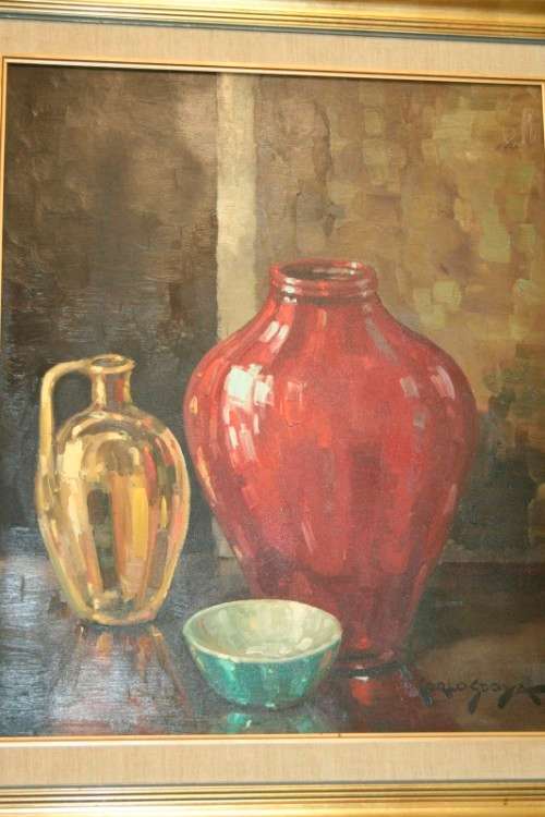 An incredible original signed & framed Carlos Sdoya (1914 - 1996) oil on board still life painting