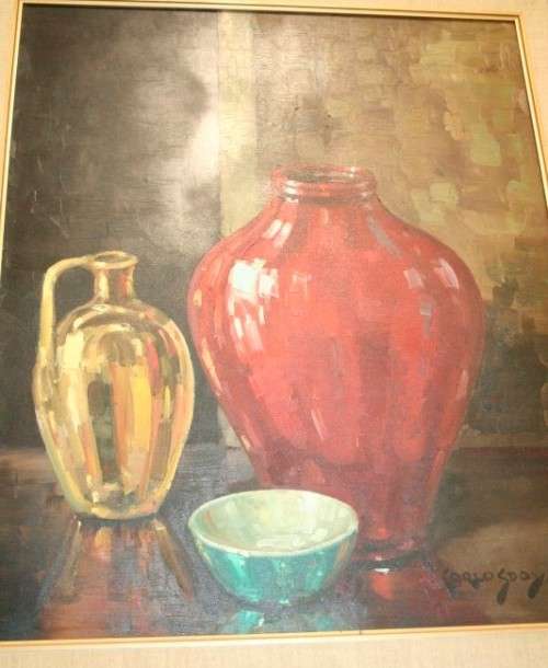 An incredible original signed & framed Carlos Sdoya (1914 - 1996) oil on board still life painting