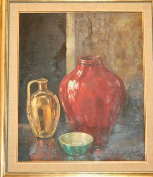 An incredible original signed & framed Carlos Sdoya (1914 - 1996) oil on board still life painting