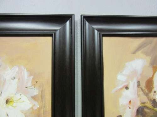 Two exquisite framed still life painting prints of vases w/ flowers in beautiful condition; RS17Sale