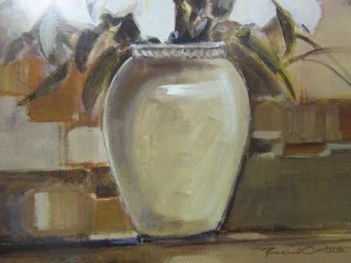Two exquisite framed still life painting prints of vases w/ flowers in beautiful condition; RS17Sale