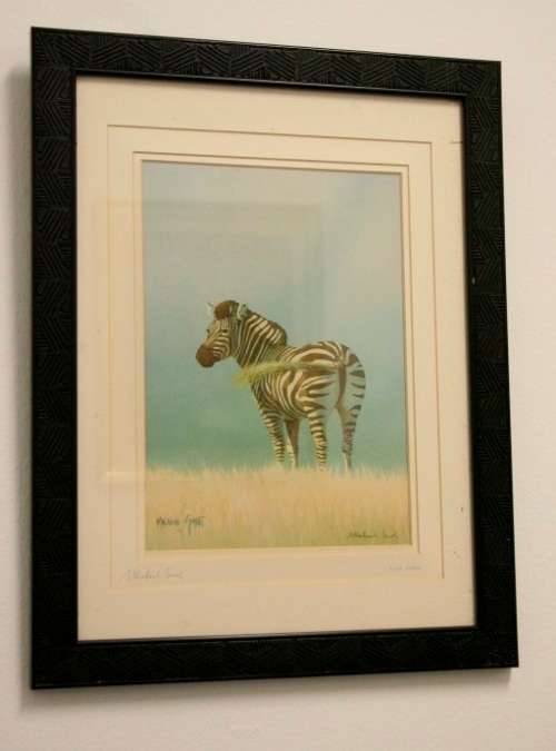 A beautifully framed and signed "Malachi Smith" collectable print titled "Lone Zebra" - RS17Sale