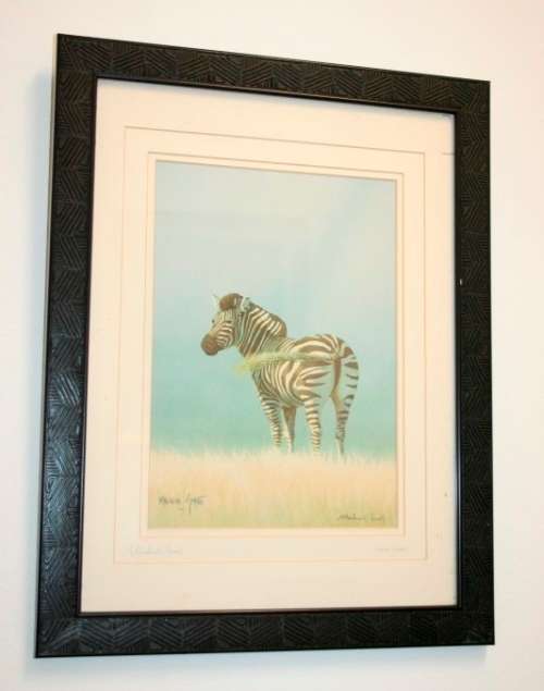 A beautifully framed and signed "Malachi Smith" collectable print titled "Lone Zebra" - RS17Sale