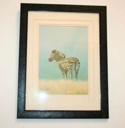 A beautifully framed and signed "Malachi Smith" collectable print titled "Lone Zebra" - RS17Sale