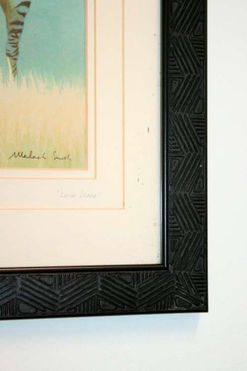 A beautifully framed and signed "Malachi Smith" collectable print titled "Lone Zebra" - RS17Sale