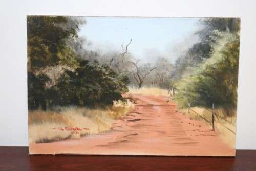 A great original signed "Gerhard Smit" painting of a dirt road - remarkable art - RS17AB