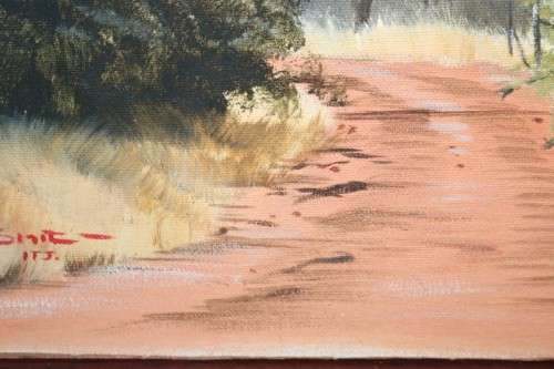 A great original signed "Gerhard Smit" painting of a dirt road - remarkable art - RS17AB