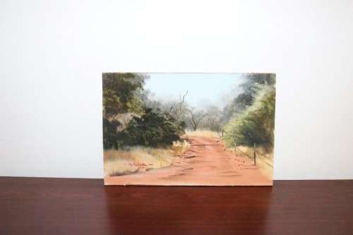 A great original signed "Gerhard Smit" painting of a dirt road - remarkable art - RS17AB