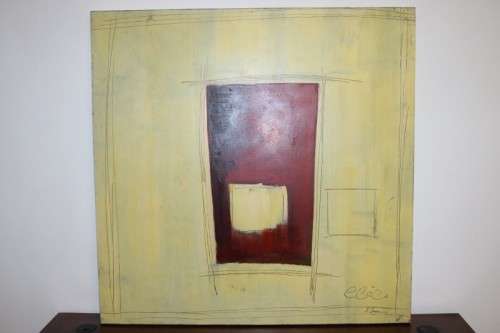 A stunning signed "L. Simon" box-framed oil on canvas abstract painting - RS17AB - RS17Sale