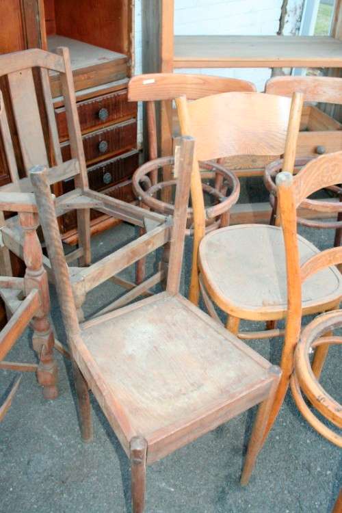 "Job Lot" Assorted furniture incl. a wardrobe, cabinet & chairs, perfect for restoration; RS17Sale