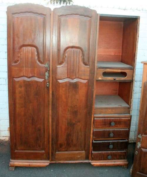 "Job Lot" Assorted furniture incl. a wardrobe, cabinet & chairs, perfect for restoration; RS17Sale