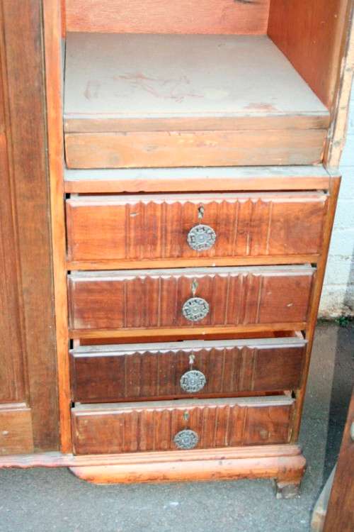 "Job Lot" Assorted furniture incl. a wardrobe, cabinet & chairs, perfect for restoration; RS17Sale