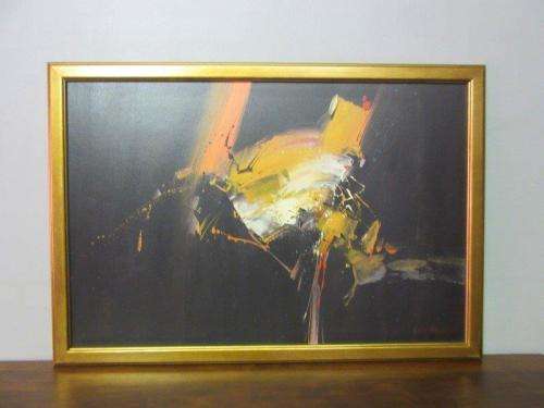 A superb original "Van Hussen" oil on board abstract painting in a stunning complimentary frame