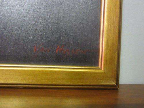 A superb original "Van Hussen" oil on board abstract painting in a stunning complimentary frame
