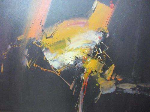 A superb original "Van Hussen" oil on board abstract painting in a stunning complimentary frame